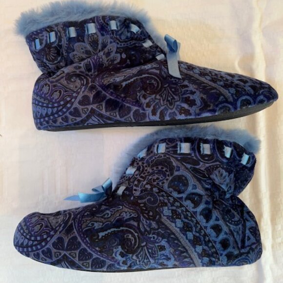 DEARFOAMS Velour Faux Fur Slippers Women's Size M 6.5-7.5 NWOB - Picture 1 of 7